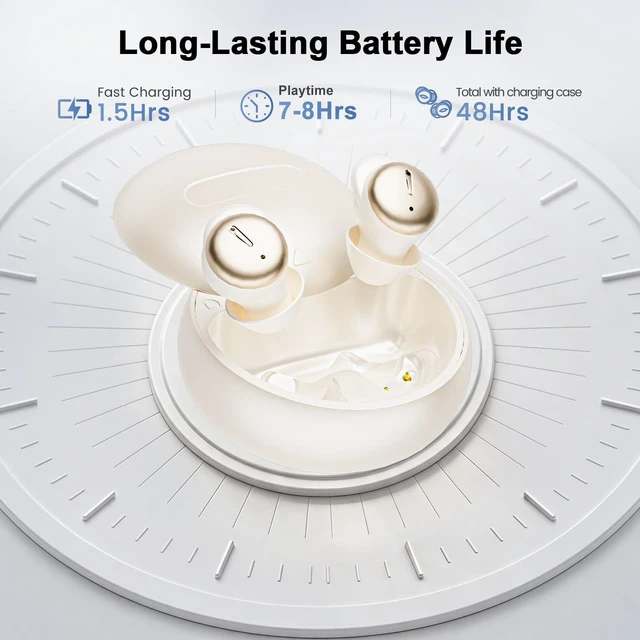 Alt view image 4 of 7 - T35 Sleep Earbuds for Side Sleepers, Bluetooth 6.0 Mini Noise Cancelling Earbuds with ANC, Sleep Mode, App White Noise and EQ, 48H Playtime, Comfortable Low-Profile Fit Sleep Headphones (Skin)