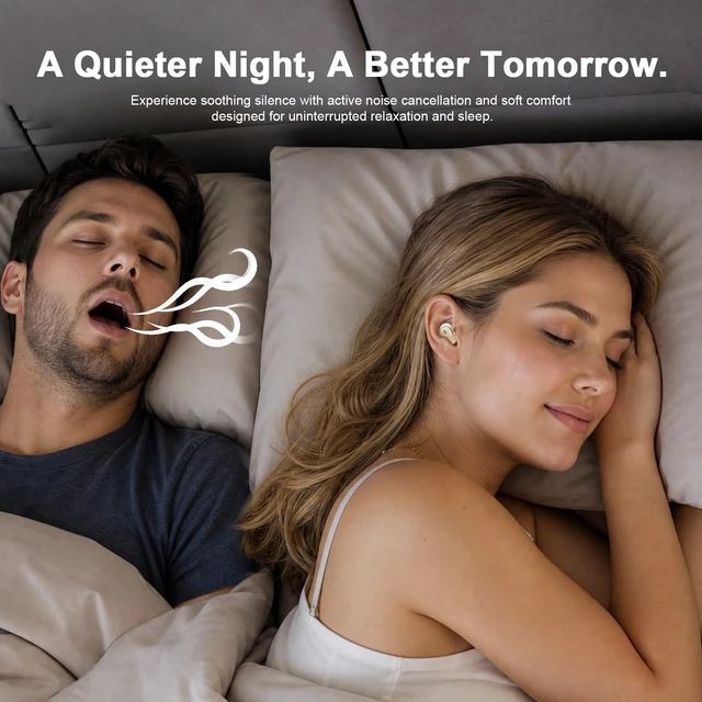 Alt view image 5 of 7 - T35 Sleep Earbuds for Side Sleepers, Bluetooth 6.0 Mini Noise Cancelling Earbuds with ANC, Sleep Mode, App White Noise and EQ, 48H Playtime, Comfortable Low-Profile Fit Sleep Headphones (Skin)