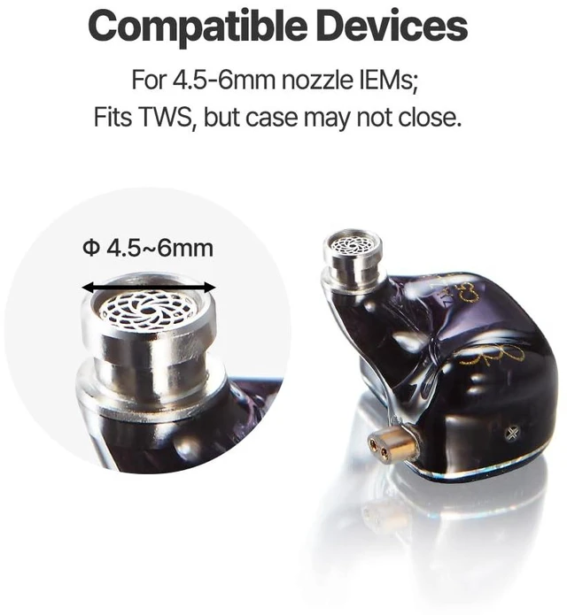 Alt view image 6 of 7 - Mithryl IEM Ear Tips, Stainless Steel Core Earbud Replacement Tips Compatible with HiFi IEMs, Spacious Sound Stage, Deep Bass, Clear Highs, Not for TWS