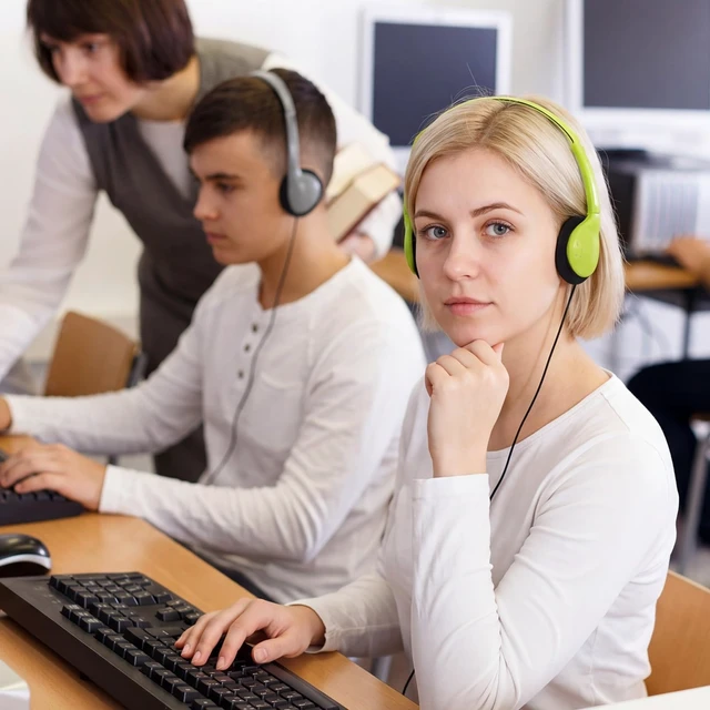 Alt view image 5 of 7 - 12 Pack Headphones Bulk for Classroom Student, Vivid Color Wholeslae Wired Headphone Class Set Headphones over The Ear Adjustable with 3.10 mm Jack for School Library Online Lesson