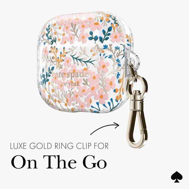 Alt view image 6 of 7 - AirPods 3 Case - Multi Floral Rose Stylish Case with Luxe Gold Ring Keychain for Bag, Tote, Backpack, and More - Protective and Lightweight Case for AirPods 3