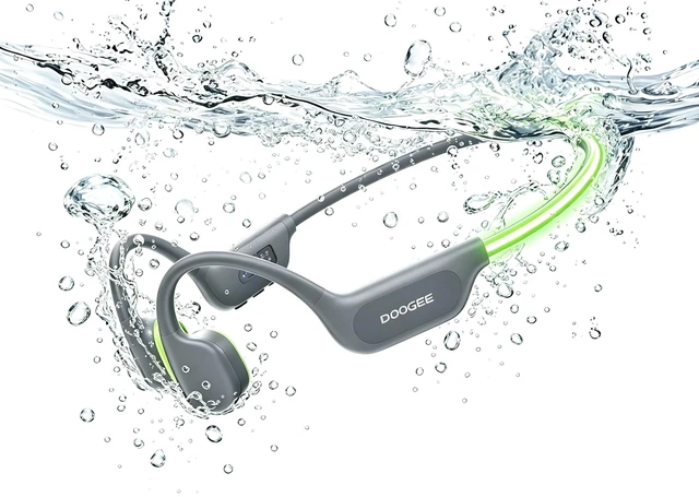 Main image of Open-Ear IP68 Waterproof Swimming Headphones with Light Strip Bluetooth + 32GB MP3 Modes Bone Conduction Underwater Headphones, Fast Charge; 10H battery; Swimming/Water sports-Gray