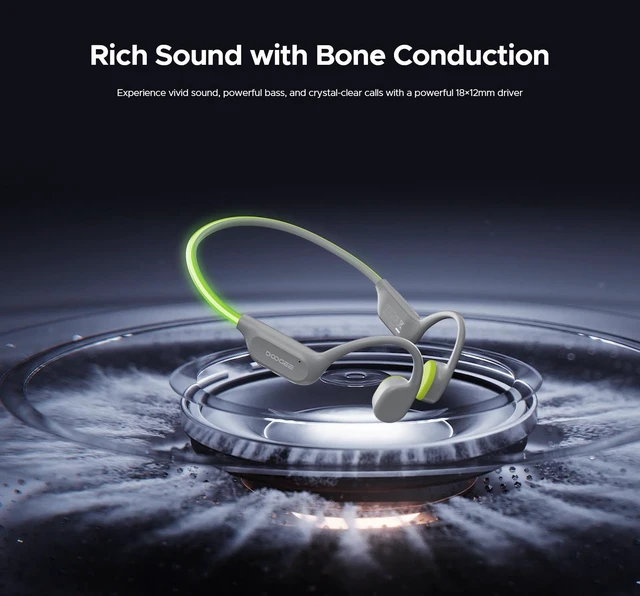 Alt view image 7 of 7 - Open-Ear IP68 Waterproof Swimming Headphones with Light Strip Bluetooth + 32GB MP3 Modes Bone Conduction Underwater Headphones, Fast Charge; 10H battery; Swimming/Water sports-Gray