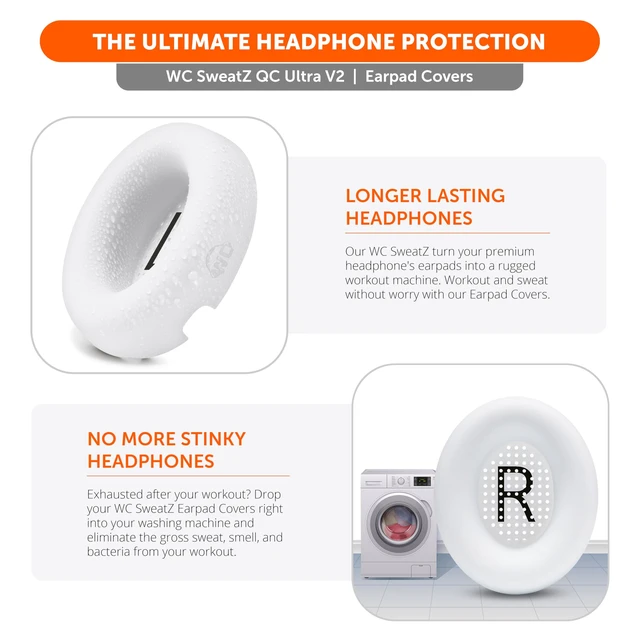 Alt view image 5 of 7 - SweatZ QC Ultra - Patented Covers for Bose QuietComfort Ultra Gen 1 & 2 Made by Wicked Cushions Made with Premium Silicone, Sweatproof & Washable White