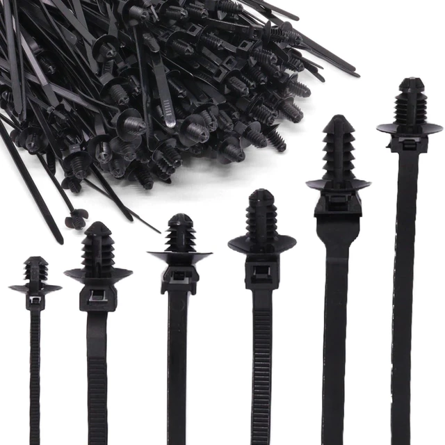 Main image of 240PCS Nylon Push Mount Zip Ties, Heavy Duty Cable Tie Black Wire Tie with Push Pin Fir Tree Zipties Self Locking Design for Indoor and Outdoor (6 Types)