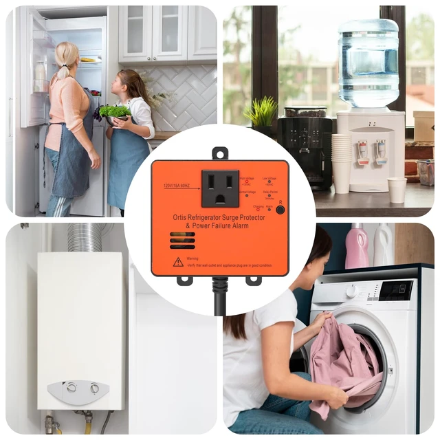 Alt view image 7 of 7 - Refrigerator Surge Protector & Power Failure Alarm, Protects Against Voltage Abnormalities, with LED Indicator Light & 110dB Alarm, Ideal for Refrigerators, Freezers, and Sewage