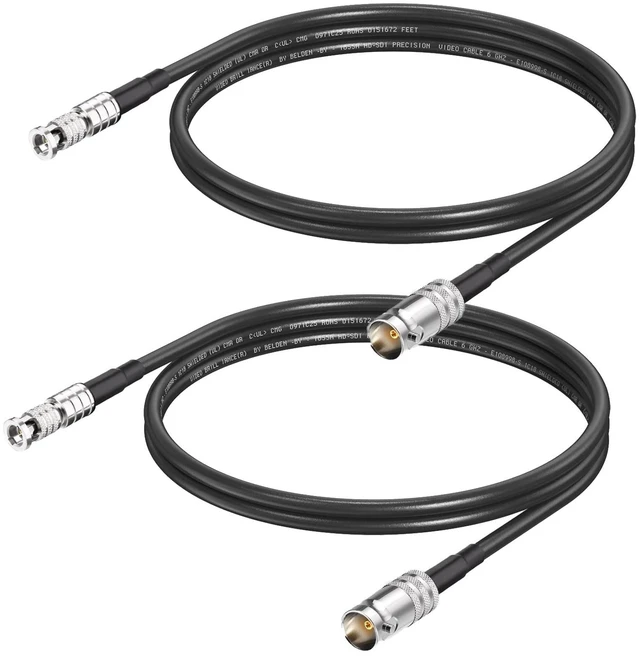 Main image of 75-Ohm BNC Female to HDBNC Male Cable Belden 1855A,3G/6G/12G-SDI Support, for Blackmagic Video Assist Monitor Professional Cameras and Video Switchers (3ft,2-Pack)