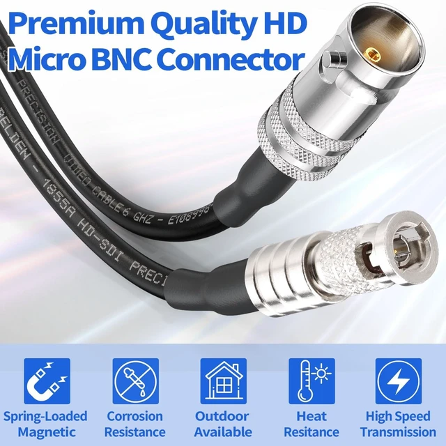 Alt view image 2 of 6 - BNC Female to HDBNC Male Cable 10ft Belden Micro SDI to SDI Cable 75 Ohm 3G/6G/12G-SDI Support, for Blackmagic Video Assist Monitor Cameras Video Switchers 1-Pack