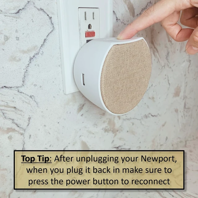 Alt view image 4 of 7 - Newport Plug-in Outlet Speaker with Bluetooth 5.1 and Built-in USB Type-A Charging Port (Champagne/White)