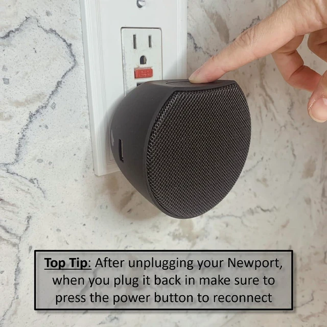 Alt view image 5 of 7 - Newport Plug-in Outlet Speaker with Bluetooth 5.1 and Built-in USB Type-A Charging Port (Charcoal Gray/Black)
