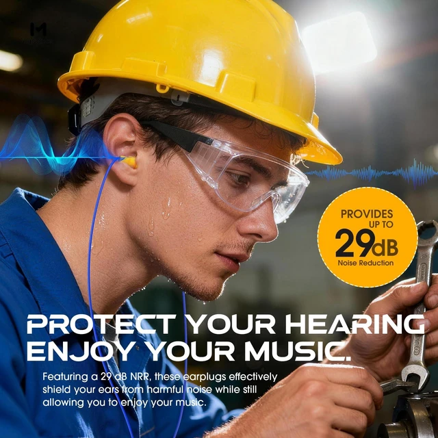 Alt view image 2 of 7 - Ear Plug Headphones for Work, Work Earbuds USB Type C Headphones Earphones for Industrial Safety Construction(Without Mic & Control)