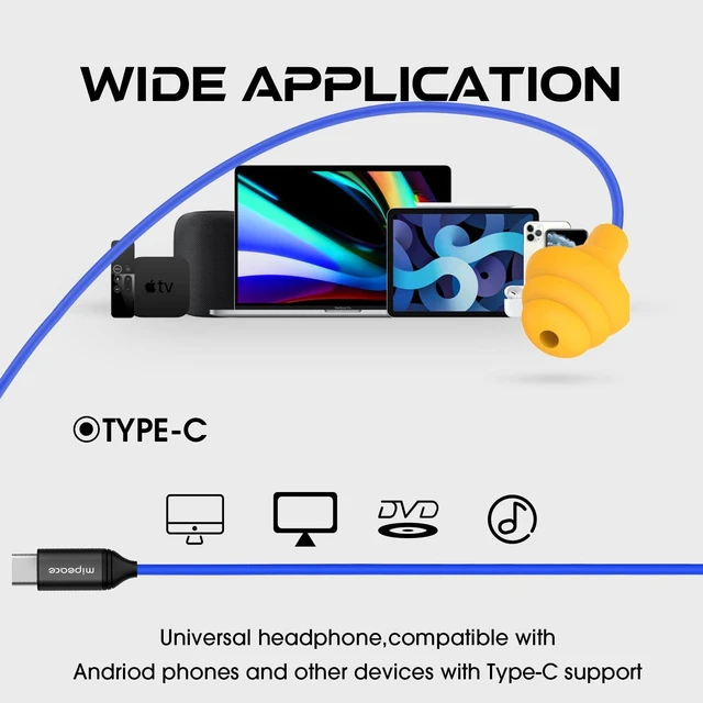 Alt view image 6 of 7 - Ear Plug Headphones for Work, Work Earbuds USB Type C Headphones Earphones for Industrial Safety Construction(Without Mic & Control)