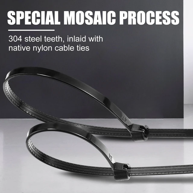 Alt view image 4 of 7 - 7 Inch 1000 Pcs Black Zip Tie Cable Tie with Metal Tooth Self Locking Nylon Cable Zip Ties, 50 Lbs Tensile Strength, UV Resistant Wire Wraps Multi Purpose for Industrial Indoor Outdoor Use