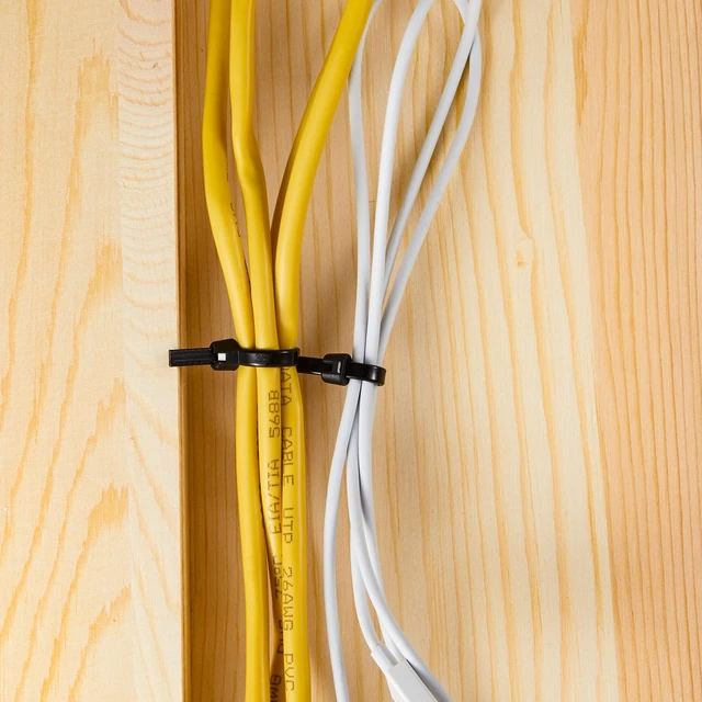 Alt view image 6 of 7 - 7 Inch 1000 Pcs Black Zip Tie Cable Tie with Metal Tooth Self Locking Nylon Cable Zip Ties, 50 Lbs Tensile Strength, UV Resistant Wire Wraps Multi Purpose for Industrial Indoor Outdoor Use