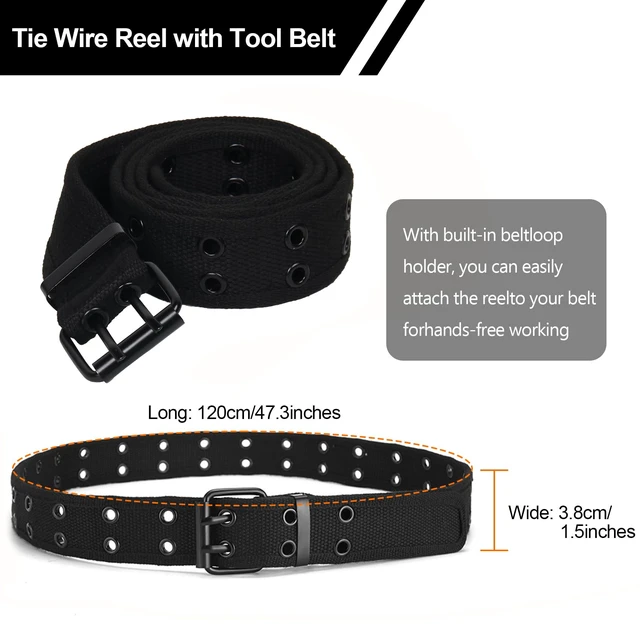 Alt view image 6 of 7 - Tie Wire Reel Kit, Aluminum Rewindable Dispenser with Black Work Belt Compatible with 12-18 Gauge Wire, Ambidextrous Design for Left or Right-Handed Use, Ideal for Rebar Tying and Construction