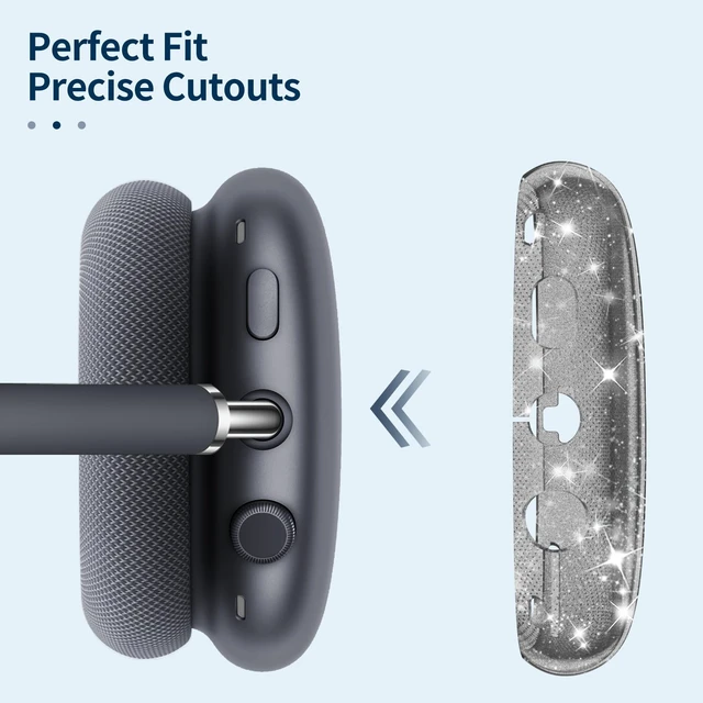 Alt view image 3 of 7 - Clear Case for AirPods Max 2 (2026) and AirPods Max 1 (2024/2020) Soft TPU Protective Cover, Anti-Scratch, Transparent Accessories Skin Protector, Travel Daily Use, Glittering Black