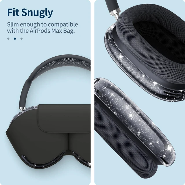 Alt view image 6 of 7 - Clear Case for AirPods Max 2 (2026) and AirPods Max 1 (2024/2020) Soft TPU Protective Cover, Anti-Scratch, Transparent Accessories Skin Protector, Travel Daily Use, Glittering Black
