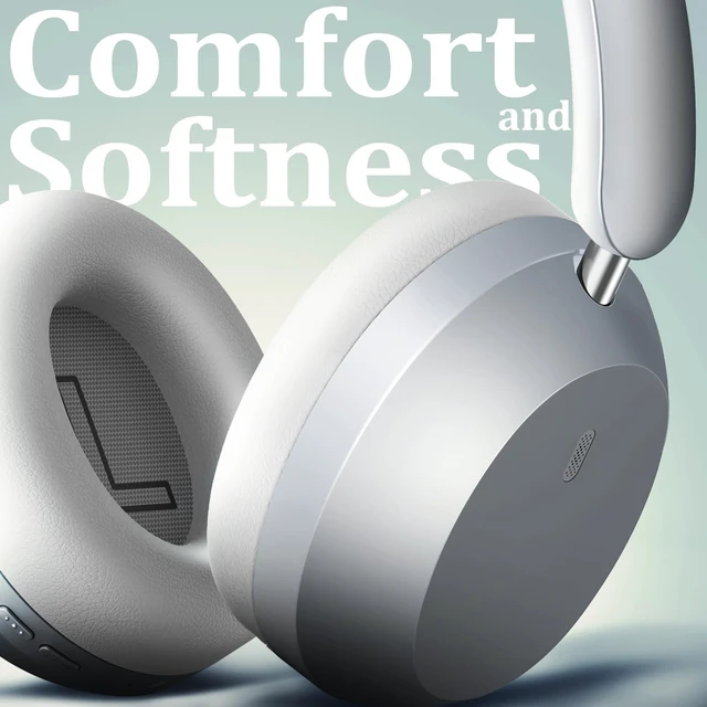 Alt view image 3 of 7 - Y04 Wireless Over-Ear Headphones, Active Noise Cancelling, Sliver Wireless Bluetooth Headphones with 48H Playtime, Hi-Res Audio, Foldable & lightweight, Soft Ear Cushion All-Day for Comfort