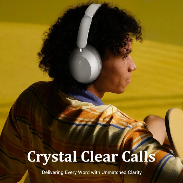 Alt view image 6 of 7 - Y04 Wireless Over-Ear Headphones, Active Noise Cancelling, Sliver Wireless Bluetooth Headphones with 48H Playtime, Hi-Res Audio, Foldable & lightweight, Soft Ear Cushion All-Day for Comfort