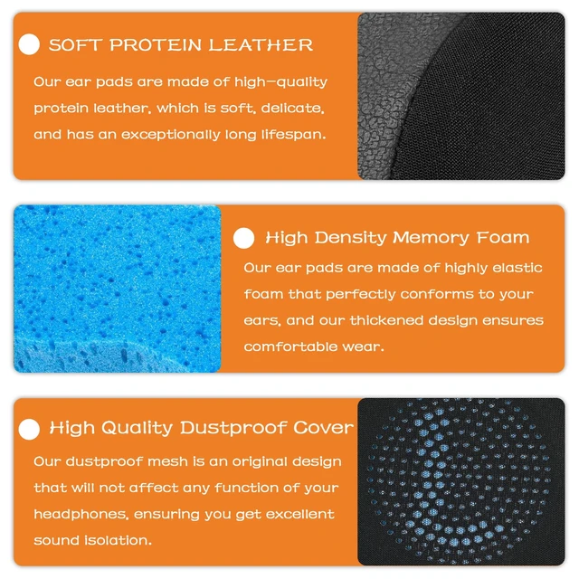 Alt view image 3 of 7 - Replacement Ear Pads for Jabra Evolve2 65 (Evolve 2 65MS 65UC MS UC)/Evolve2 40 (40UC 40MS USB)/Elite 45h On-Ear Wireless Headset, Earpads Ear Cushions Ear Cups Cover Repair Parts (Jet Black)