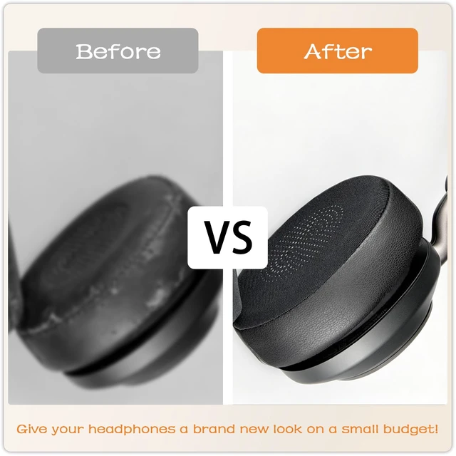 Alt view image 6 of 7 - Replacement Ear Pads for Jabra Evolve2 65 (Evolve 2 65MS 65UC MS UC)/Evolve2 40 (40UC 40MS USB)/Elite 45h On-Ear Wireless Headset, Earpads Ear Cushions Ear Cups Cover Repair Parts (Jet Black)