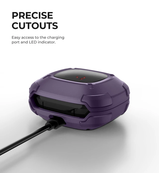 Alt view image 6 of 7 - Rugged Bumper Case for Beats Fit Pro (2021) Cases with Secure Lock, Shockproof Clear Cover with Carabiner & Keyring for Beats Fit Pro 2021 Purple