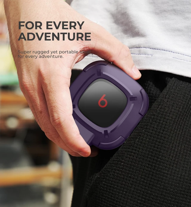 Alt view image 7 of 7 - Rugged Bumper Case for Beats Fit Pro (2021) Cases with Secure Lock, Shockproof Clear Cover with Carabiner & Keyring for Beats Fit Pro 2021 Purple