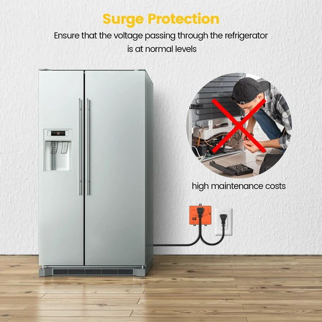 Alt view image 4 of 7 - Refrigerator Surge Protector & Power Failure Alarm, Protects Against Voltage Abnormalities, with LED Indicator Light & 110dB Alarm, Ideal for Refrigerators, Freezers, and Sewage