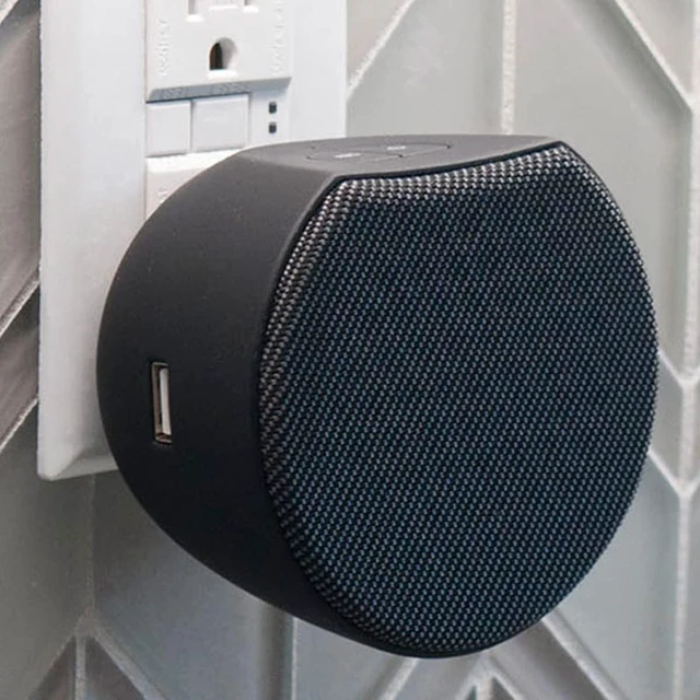 Alt view image 7 of 7 - Newport Plug-in Outlet Speaker with Bluetooth 5.1 and Built-in USB Type-A Charging Port (Charcoal Gray/Black)