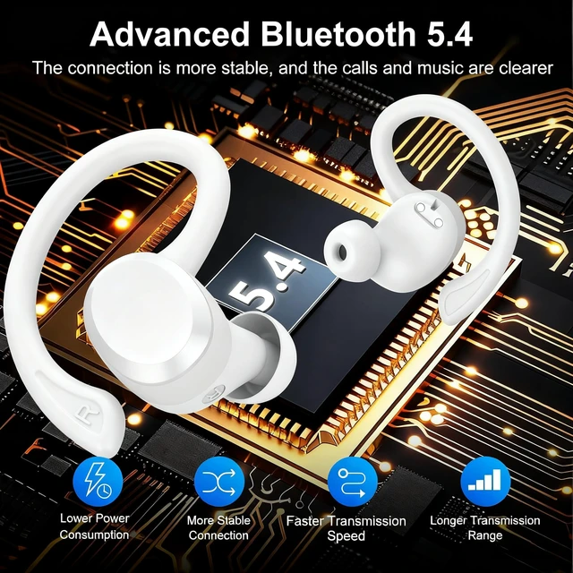 Alt view image 3 of 7 - Wireless Earbuds, 2026 New Bluetooth 5.4 Headphones Sport Earphones with 68Hrs Playtime LED Display ENC Noise Cancelling Mic, IPX7 Waterproof Over Ear Ear Buds with Hook for Sports/Running