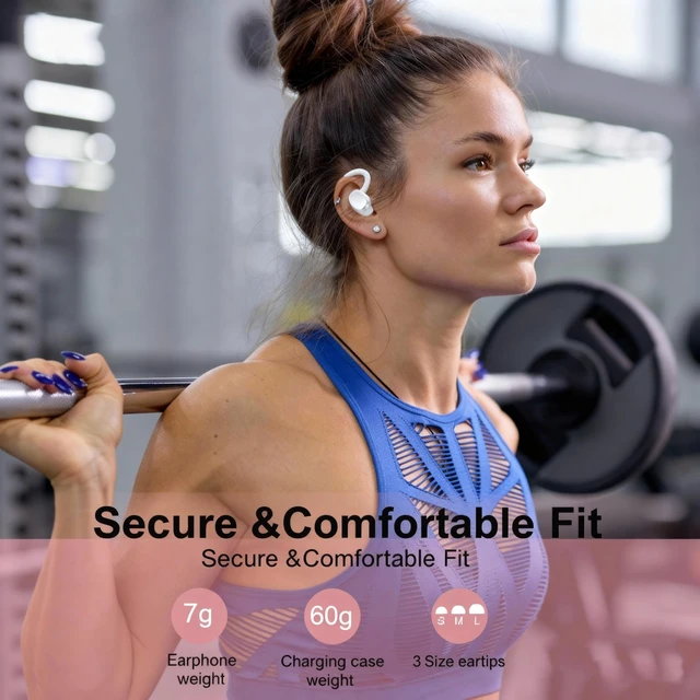 Alt view image 5 of 7 - Wireless Earbuds, 2026 New Bluetooth 5.4 Headphones Sport Earphones with 68Hrs Playtime LED Display ENC Noise Cancelling Mic, IPX7 Waterproof Over Ear Ear Buds with Hook for Sports/Running