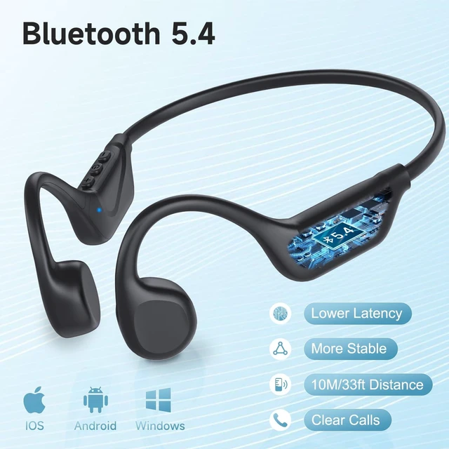 Alt view image 5 of 7 - Bone Conduction Headphones Bluetooth 5.4, Open Ear Headphones Wireless with Mic, IPX5 Waterproof Sports Earphones for Running, Gym Workout, Ski, Cycling