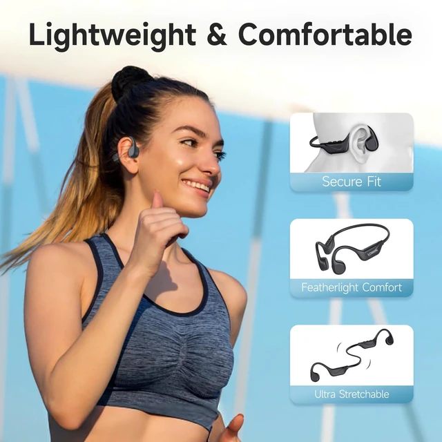 Alt view image 7 of 7 - Bone Conduction Headphones Bluetooth 5.4, Open Ear Headphones Wireless with Mic, IPX5 Waterproof Sports Earphones for Running, Gym Workout, Ski, Cycling
