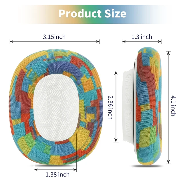 Alt view image 7 of 7 - mesh Fabric earpads for airpods max Ear Cushions,Compatible with airpods max Ear Pads(2024 Version),Noise Cancelling, Breathable,Magnetic mounting, not Falling Off (Yellow-Blue)