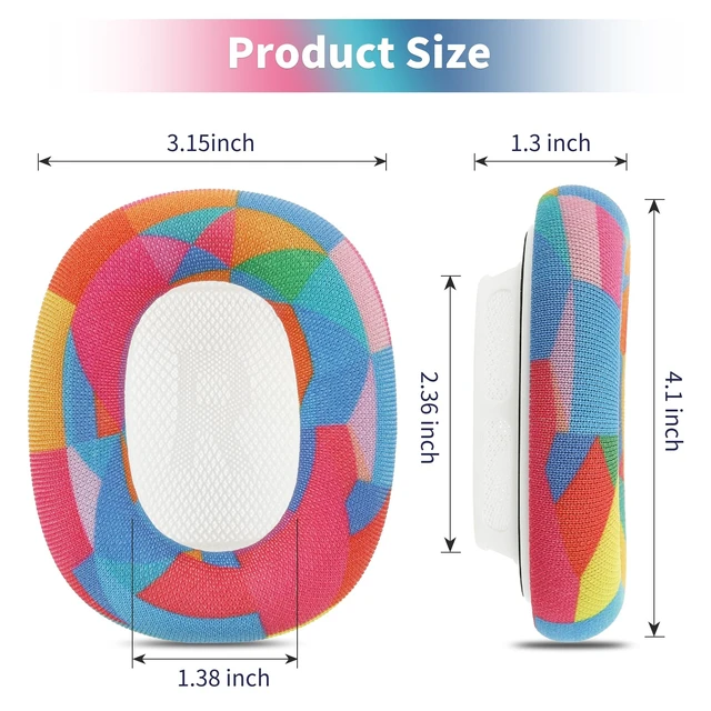 Alt view image 7 of 7 - mesh Fabric earpads for airpods max Ear Cushions,Compatible with airpods max Ear Pads(2024 Version),Noise Cancelling, Breathable,Magnetic mounting, not Falling Off (red-Blue)