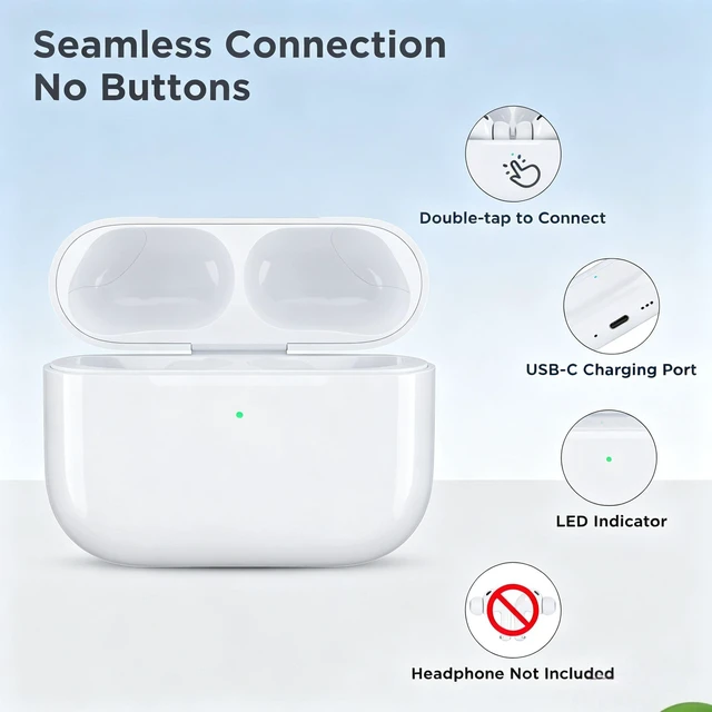 Alt view image 5 of 7 - Replacement Charging Case for AirPods Pro 3 Wireless Charging Case, Double-Tap Connection, USB-C Charging Port (Earbuds Not Included)