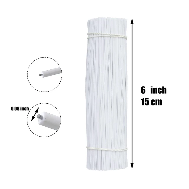 Alt view image 2 of 6 - 1000 pcs 6 inch White Cable Twist Ties Plastic Twist Ties with Rugged Metal Innercores Reusable Fastening Cable Cord Wire Ties