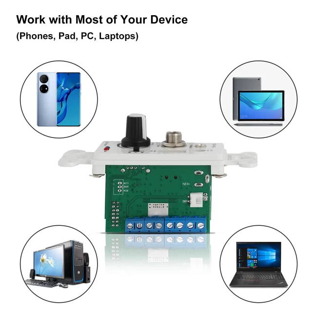 Alt view image 7 of 7 - Bluetooth Wall Amplifier 4 Channels Volume Control Wall Plate USB/MIC/AUX(3.5mm) Inputs Connect 4 Speakers with 12V 3A Power Supply,HWA-16BT-4CH