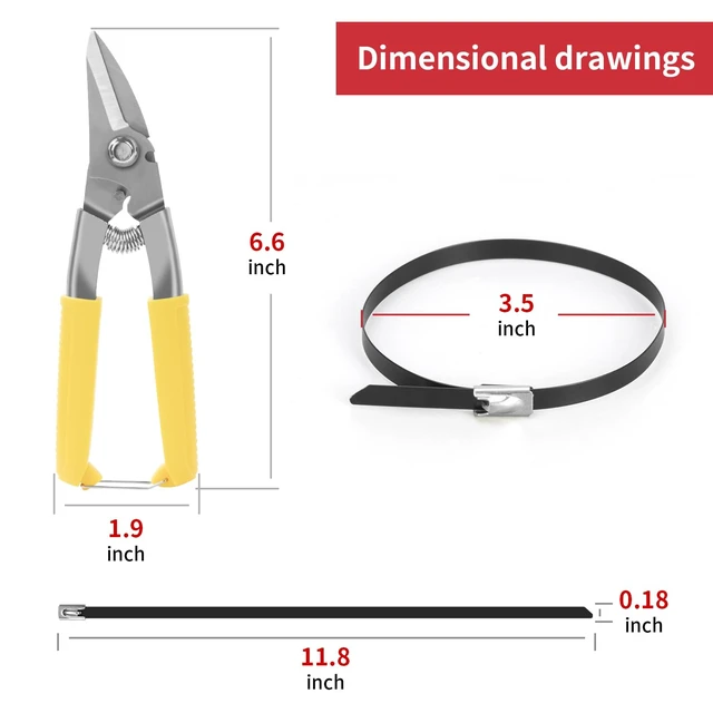 Alt view image 3 of 6 - 300Pcs Black 11.8 Inch Metal Zip Ties with Tie Cutter Stainless Steel Cable Tie, Adjustable Fastening Cutting Tie Tool Sets, Self-Locking, UV Resistant for Indoor and Outdoor Use