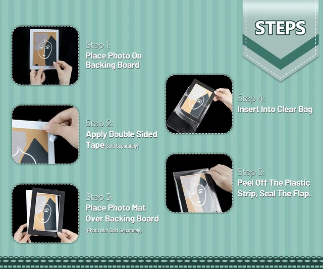 Alt view image 7 of 7 - Pack of 100, 5 1/4 X 7 1/8 inches Crystal Storage Bags - Acid-Free Clear Sleeves Fit for 5x7 Photo Framing Mats Gifts (NS1)