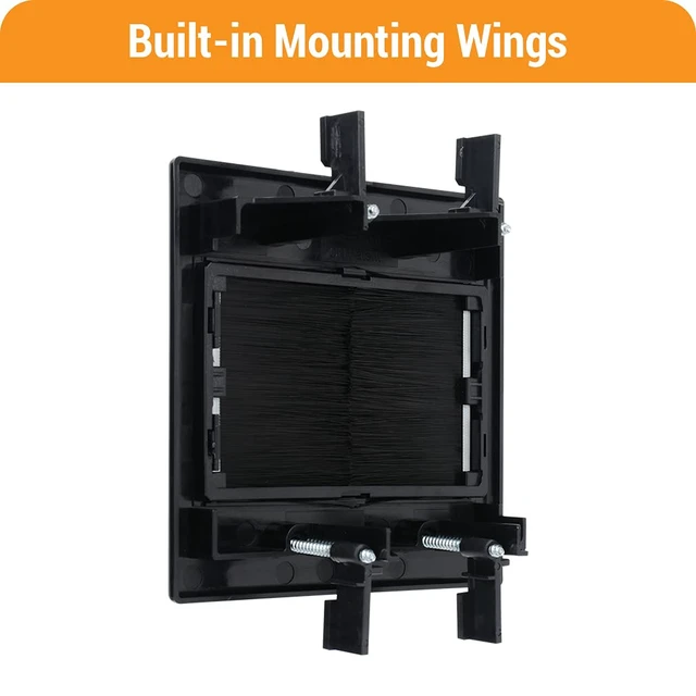 Alt view image 3 of 7 - 2 Gang Wall Plate, Black Brush Wall Plate with Built-in Low Voltage Mounting Bracket for Cables Pass Through in-Wall (Pack of 2)