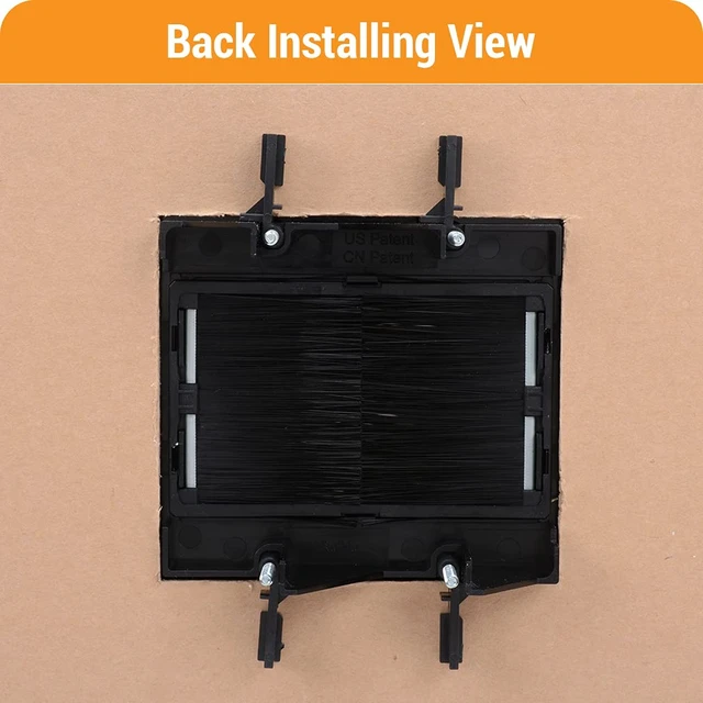 Alt view image 6 of 7 - 2 Gang Wall Plate, Black Brush Wall Plate with Built-in Low Voltage Mounting Bracket for Cables Pass Through in-Wall (Pack of 2)