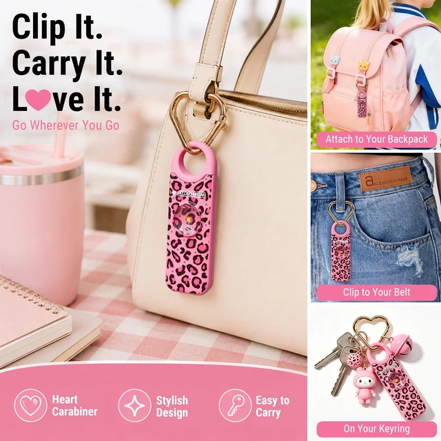 Alt view image 3 of 7 - Rechargeable Personal Safety Alarm for Women 130dB Loud Siren & Strobe Light & Low Battery Notice, Emergency Keychain Alarm for Self Defense (Cheetah)