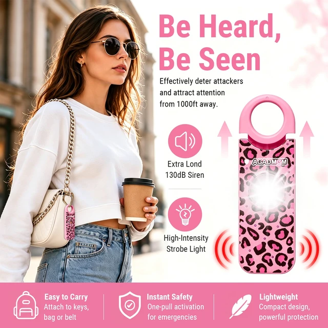 Alt view image 4 of 7 - Rechargeable Personal Safety Alarm for Women 130dB Loud Siren & Strobe Light & Low Battery Notice, Emergency Keychain Alarm for Self Defense (Cheetah)