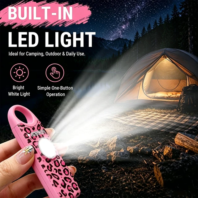 Alt view image 5 of 7 - Rechargeable Personal Safety Alarm for Women 130dB Loud Siren & Strobe Light & Low Battery Notice, Emergency Keychain Alarm for Self Defense (Cheetah)