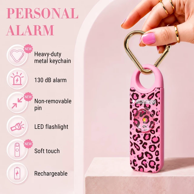 Alt view image 6 of 7 - Rechargeable Personal Safety Alarm for Women 130dB Loud Siren & Strobe Light & Low Battery Notice, Emergency Keychain Alarm for Self Defense (Cheetah)