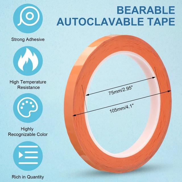 Alt view image 3 of 6 - 12 Rolls Colors Autoclave Tape Surgical Instrument Tapes 216 Ft/L x 0.4 In/w Instruments Identification Tape Autoclavable 270 Fahrenheit