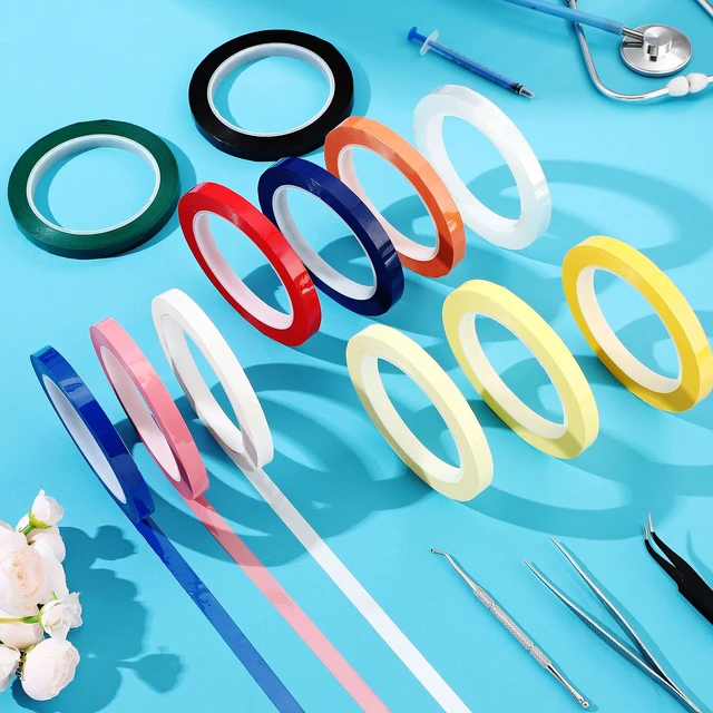 Alt view image 6 of 6 - 12 Rolls Colors Autoclave Tape Surgical Instrument Tapes 216 Ft/L x 0.4 In/w Instruments Identification Tape Autoclavable 270 Fahrenheit