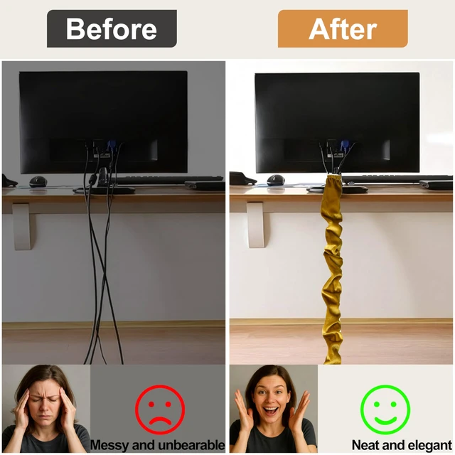 Alt view image 4 of 7 - Chandelier Chain Covers 2 Pack Gold Cable Covers 70.8 inches Brushed Polyester Fabric Chain Sleeve for Chandelier Cord Hider Cable Management (None Touch Fasteners)