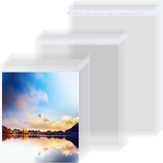 Main image of 3 Mil Clear Artwork Sleeves 5 x 7 Inch, 8 x 10 Inch, 11 x 14 Inch, 120 Pcs Clear Cellophane Bags, Self Sealing Sleeves, Transparent Sealing Bag, for Art Print Photo Framing Mats and Craft Wrapping